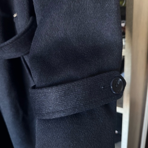 Guess Blackened Blue Long Wool Belted Coat - Picture 4 of 6